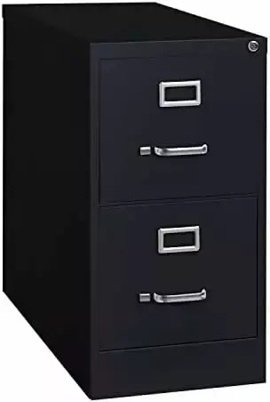 26.5 Inch Wide Metal Vertical File Cabinet 2-Drawer Black Home Office Storage MENGGE