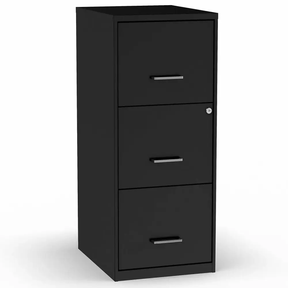 Staples 3-Drawer Vertical File Cabinet Locking Letter Size Black 18D