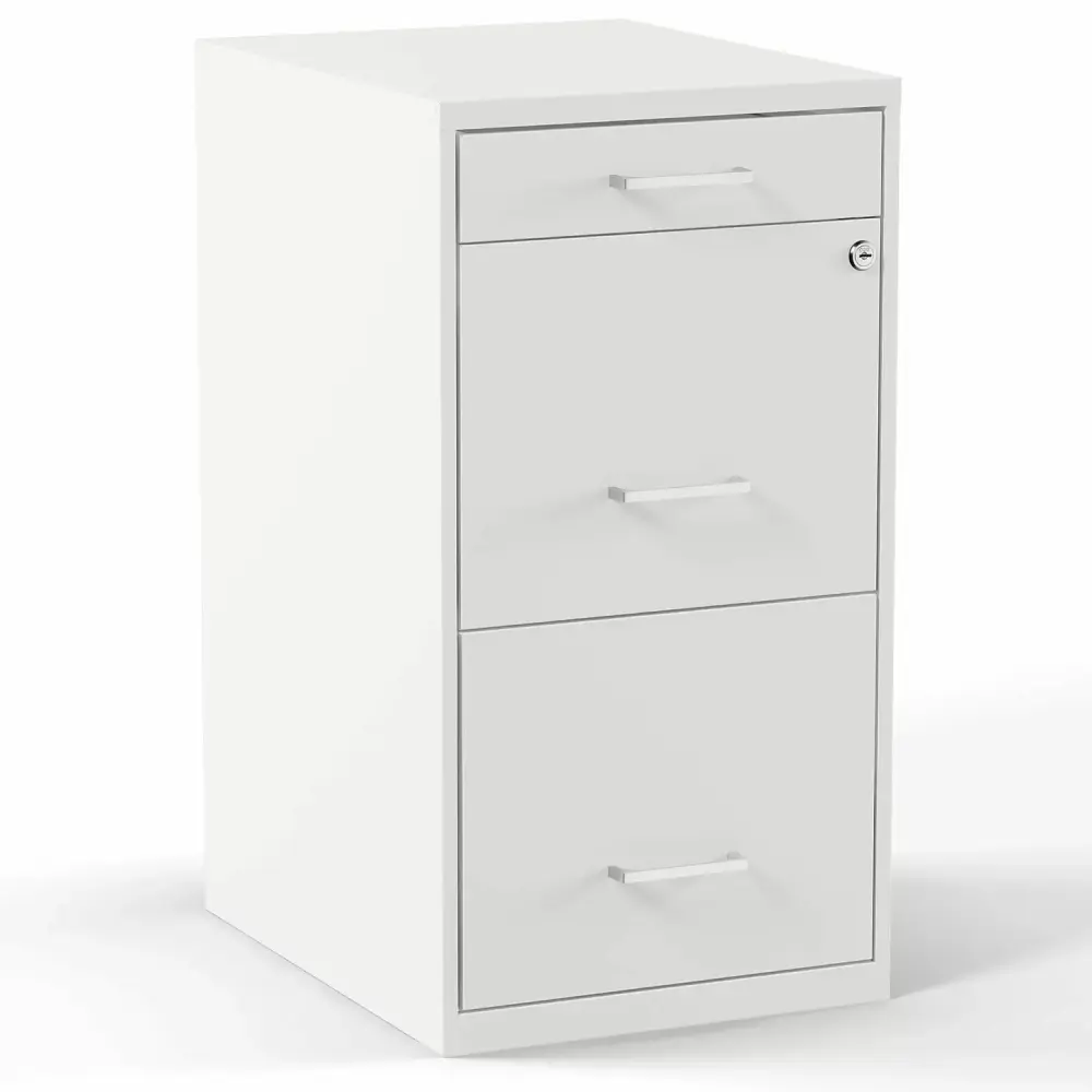 Staples 3-Drawer Vertical Locking File Cabinet Letter Size White 52144