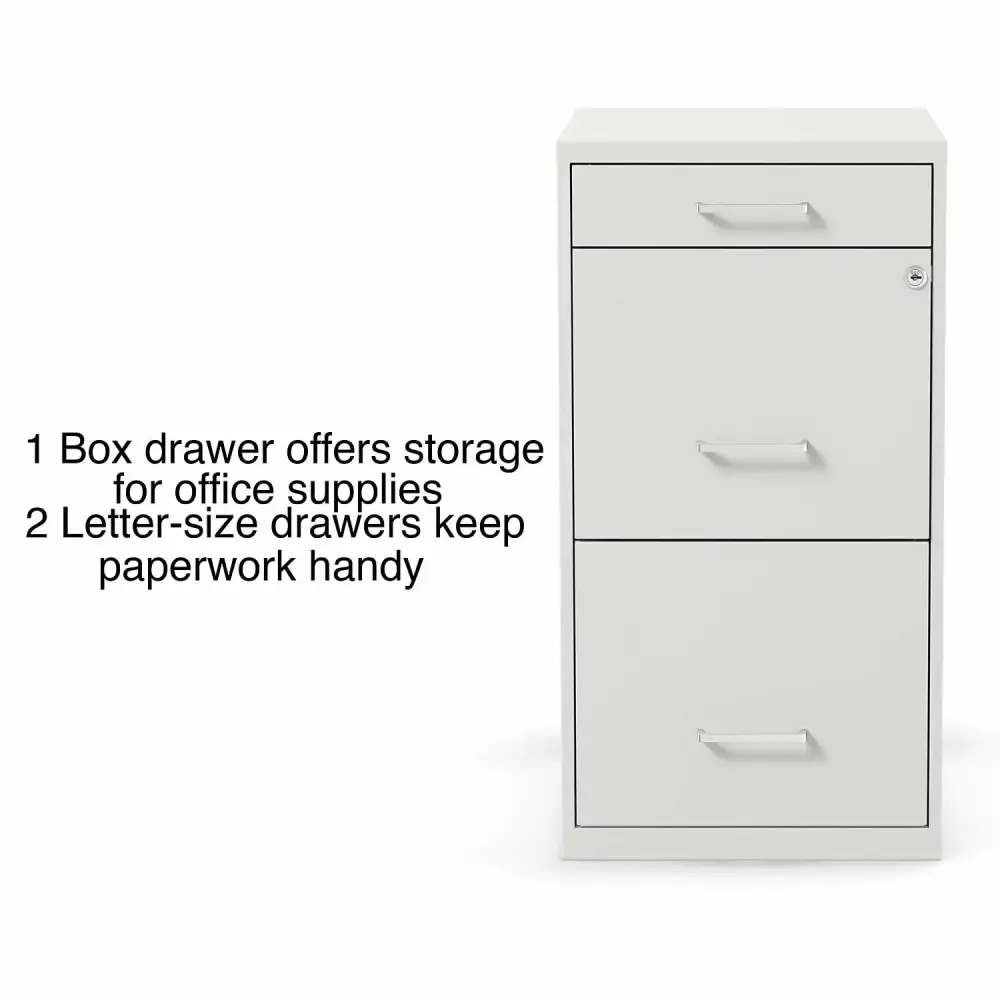 Staples 3-Drawer Vertical Locking File Cabinet Letter Size White 52144