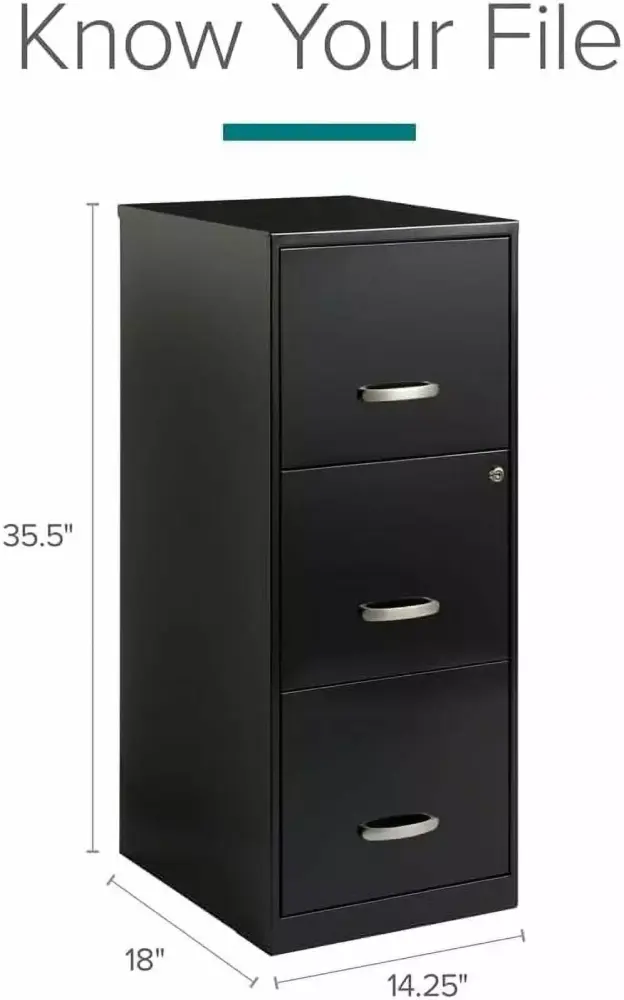 3 Drawer Letter File Cabinet Black YoJoFHM