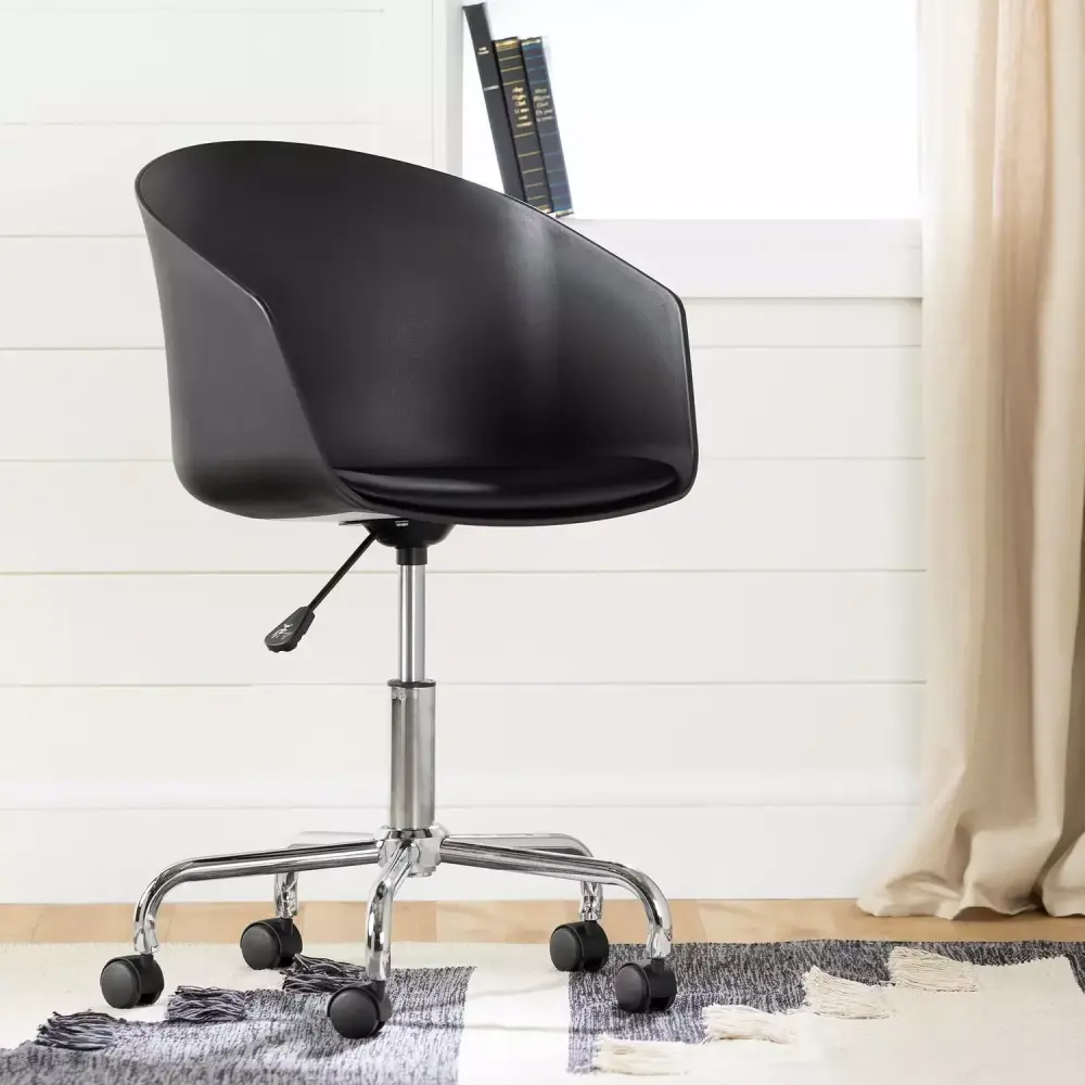 HomeStock Antique Ambiance Black Office Swivel Chair Vintage Design Ergonomic Support Adjustable Height