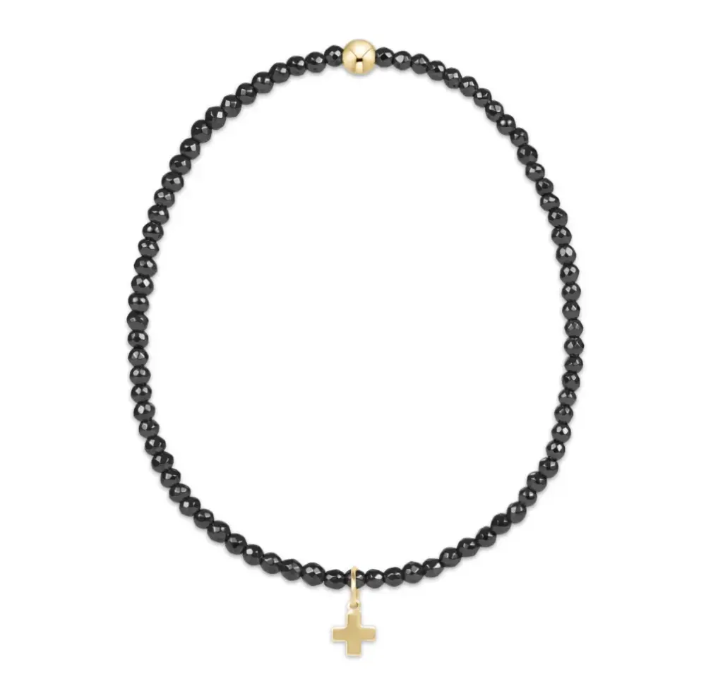 enewton faceted hematite 2mm bead bracelet - signature cross aurum charm