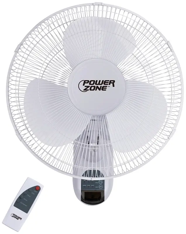 PowerZone FTW-40 Wall-Mount Fan, 120 V, 16 Dia Blade, 3-Blade, 3-Speed, Ivory