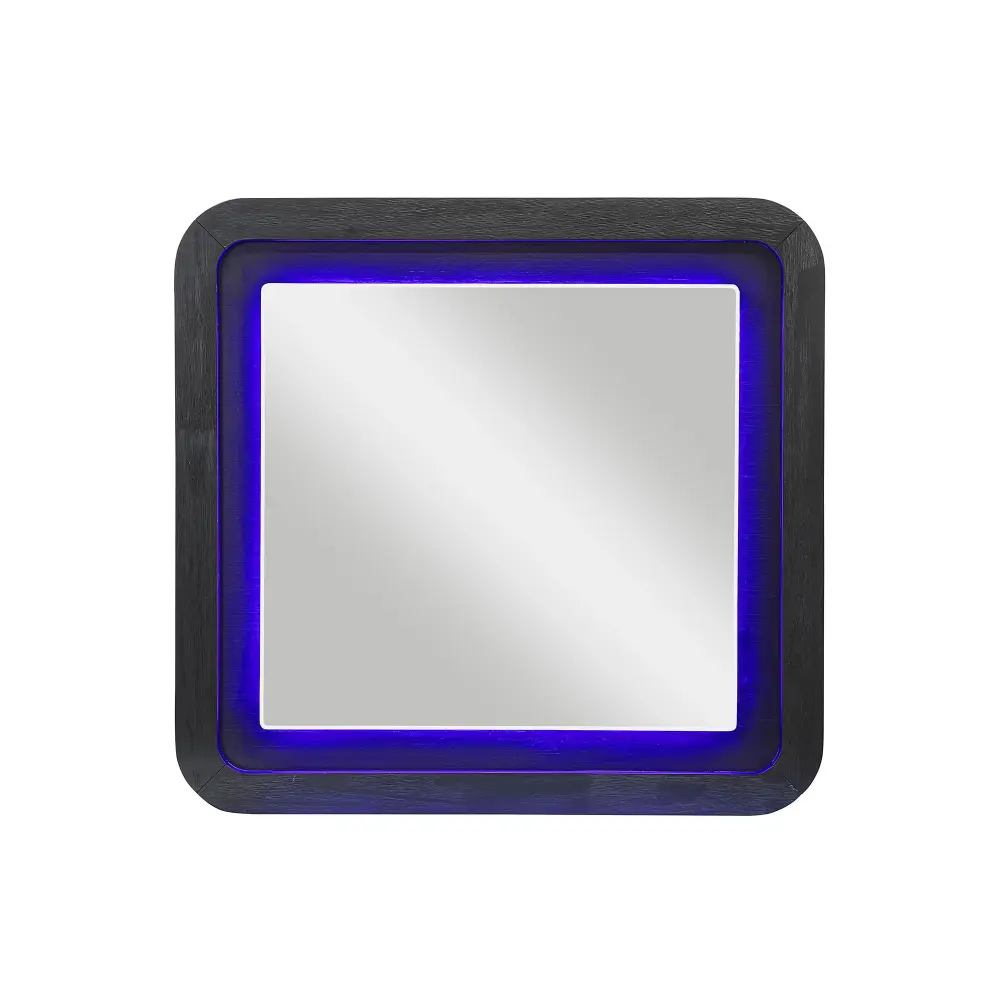 Beverly - Large Scale Wall Mirror Dresser, Rounded Edges - Black Pearl Shatterproof Glass