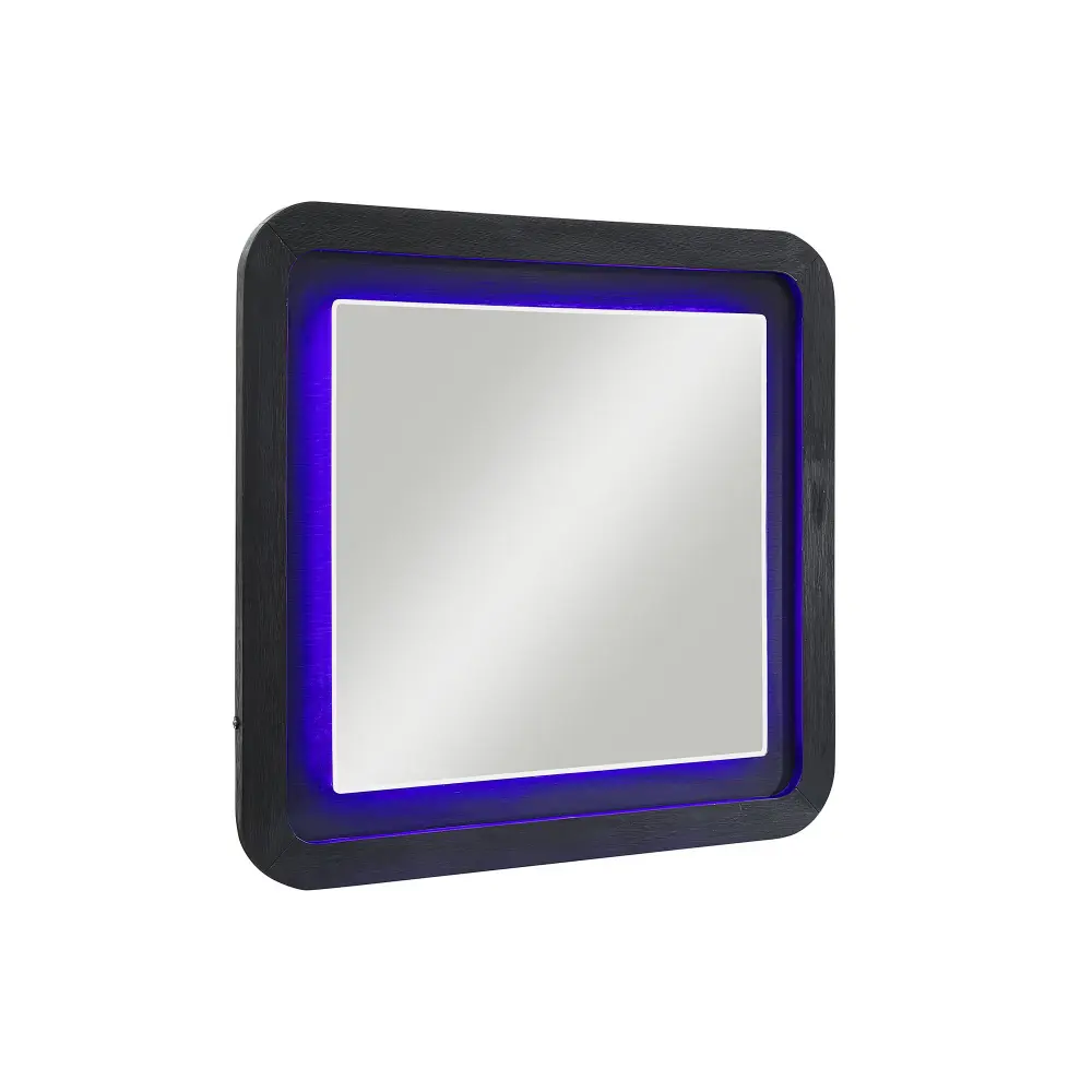 Beverly - Large Scale Wall Mirror Dresser, Rounded Edges - Black Pearl Shatterproof Glass