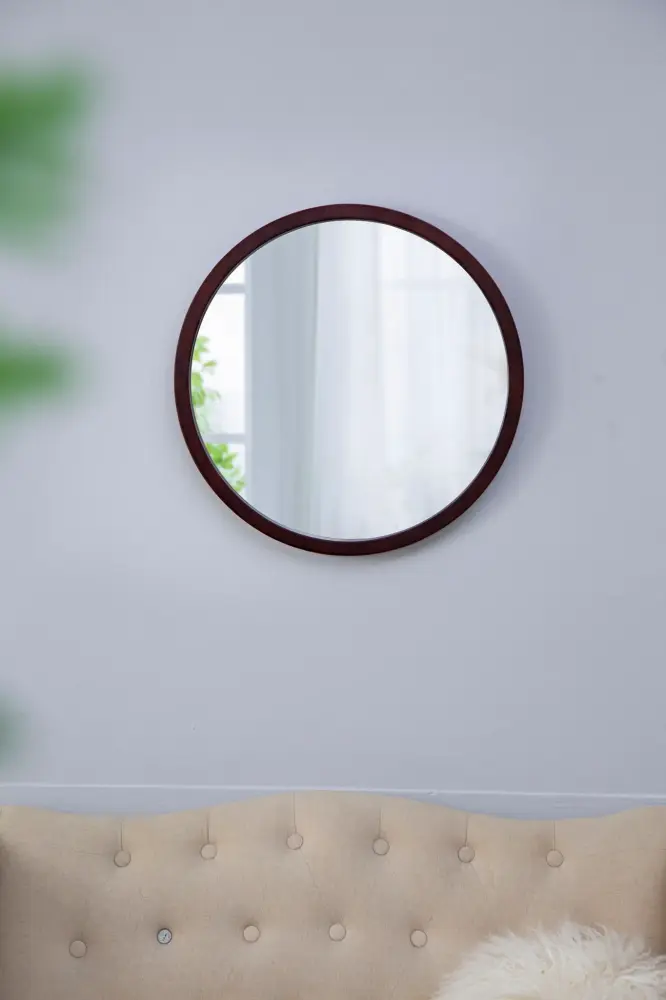 Circle Wall Mirror Hardwood Frame, Wall Mirror Living Room