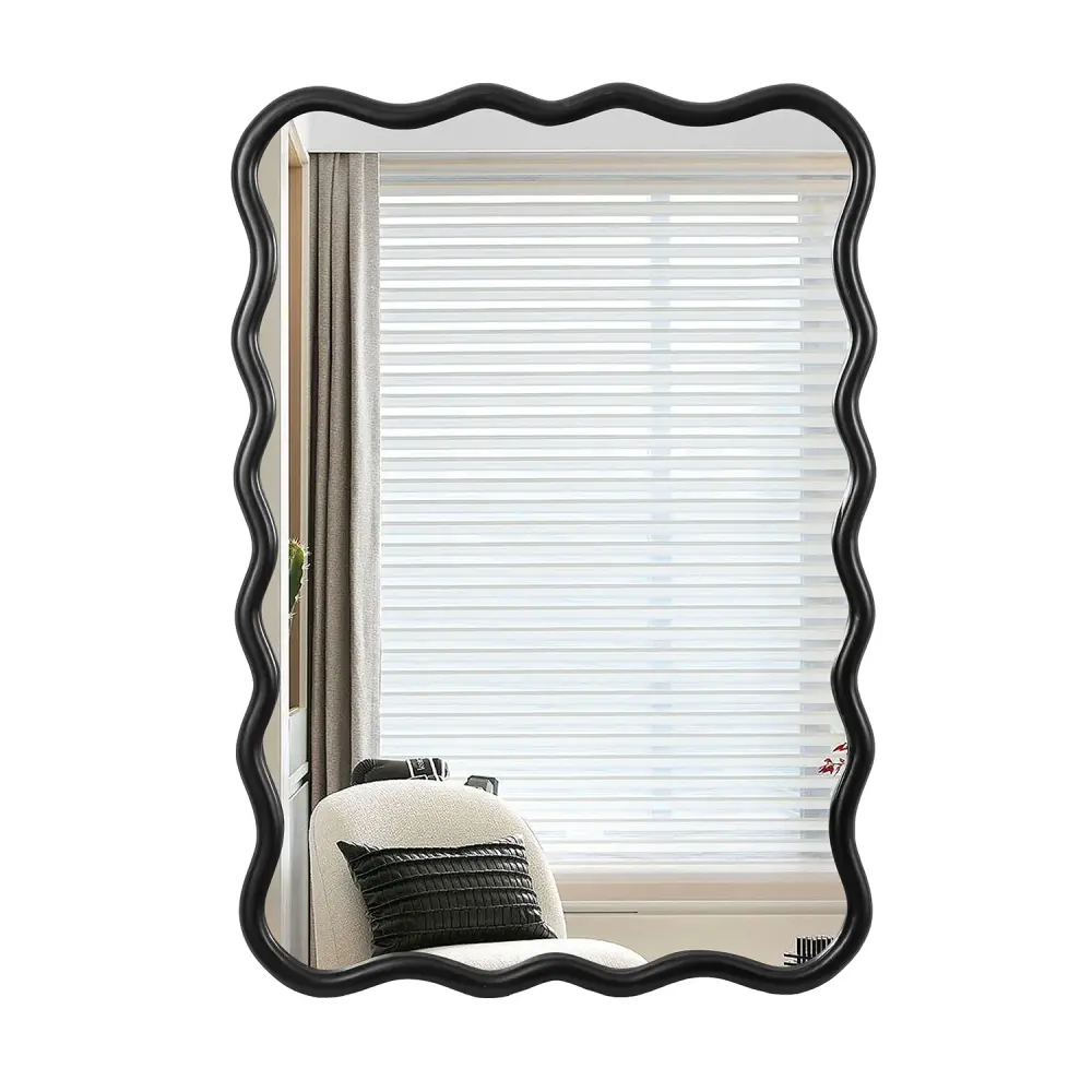 Gaze Today's Solid Wood Wavy Rectangle Wall Mirror #WM-005