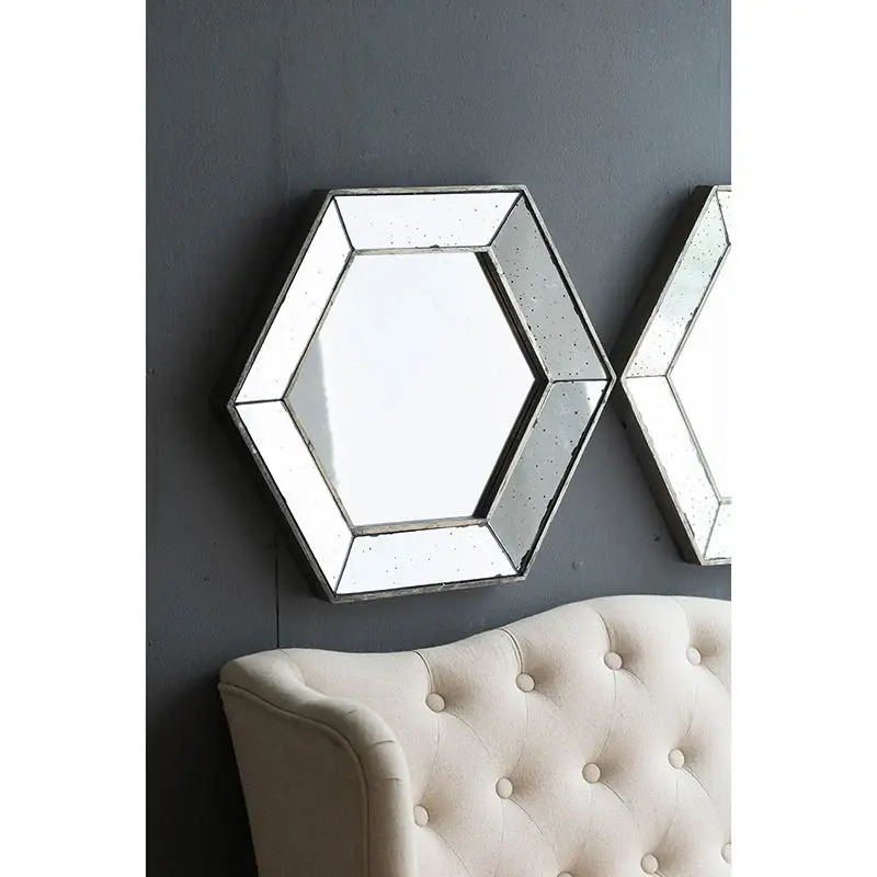 Hexagon Wall Mirror Contemporary Glass Design, Home Decor Accent Mirror Living Room, Entryway, Bedroom Bathroom Vanity