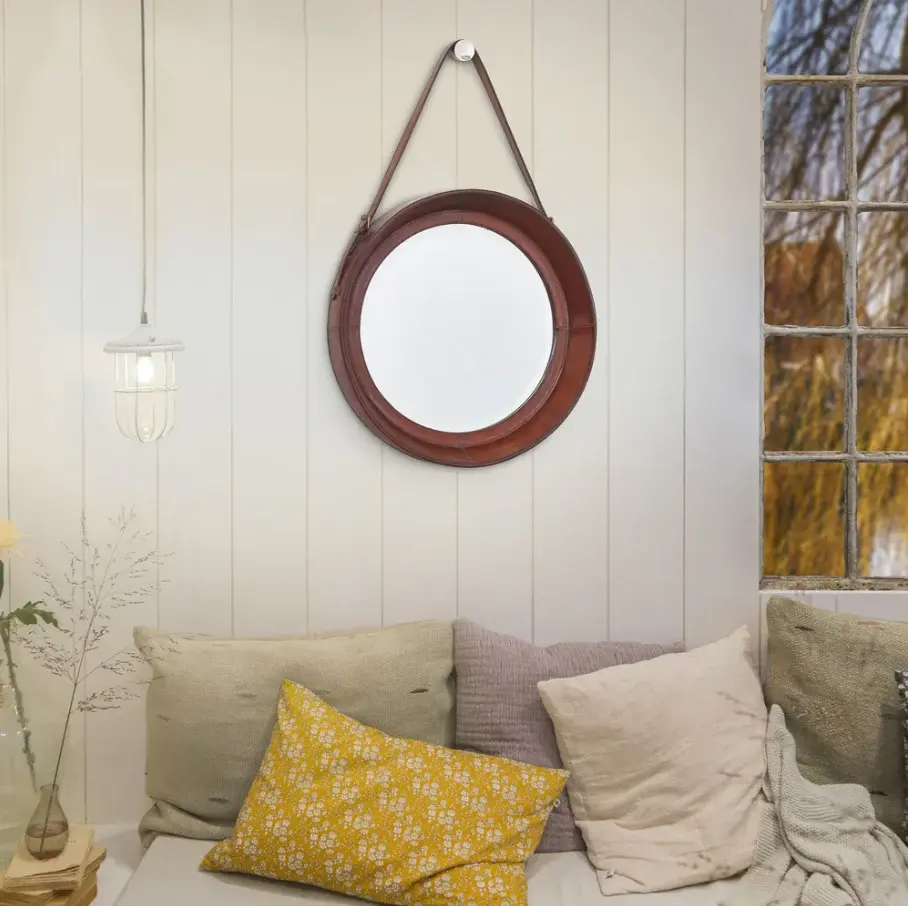 Leaner Floor Milo Round Hanging Mirror