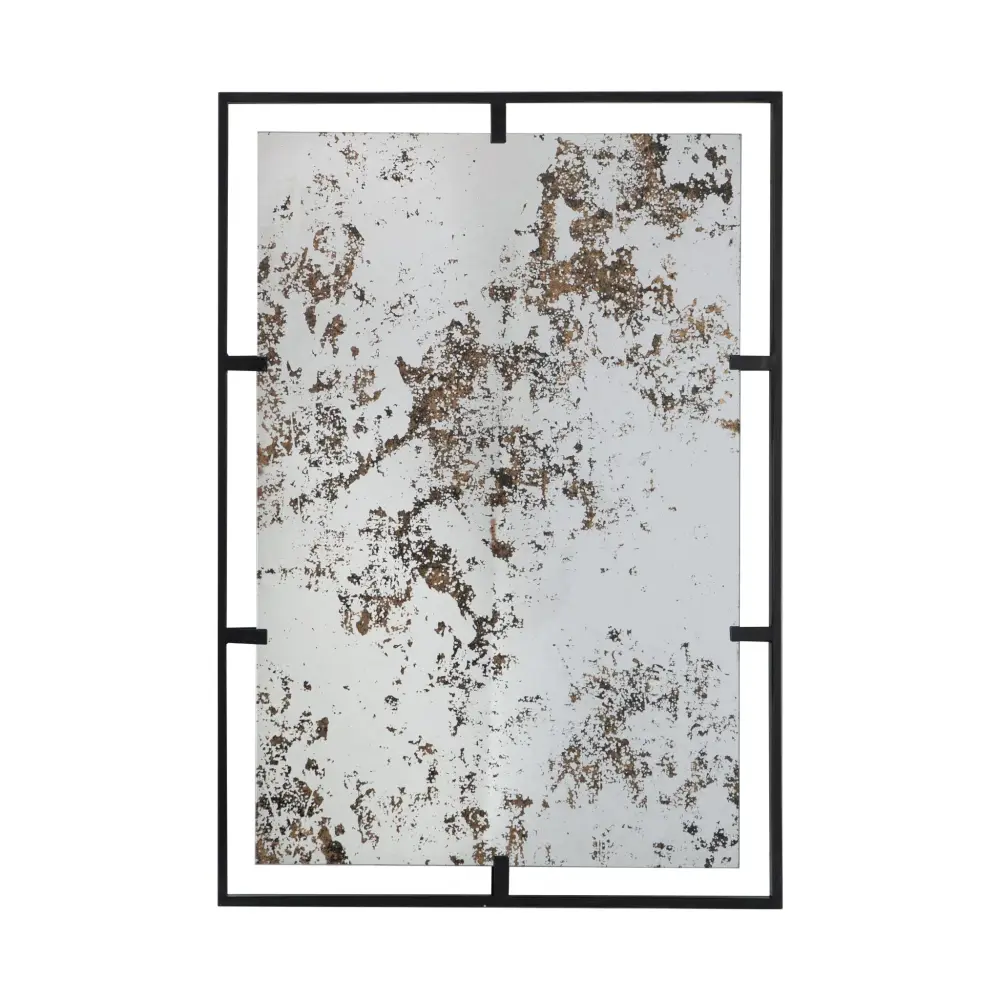 Rectangle Antiqued Wall Mirror Wall Mirror Metal Frame, Home Wall Decor, Bedroom Living Room Entryway Wall Accent - Charco...