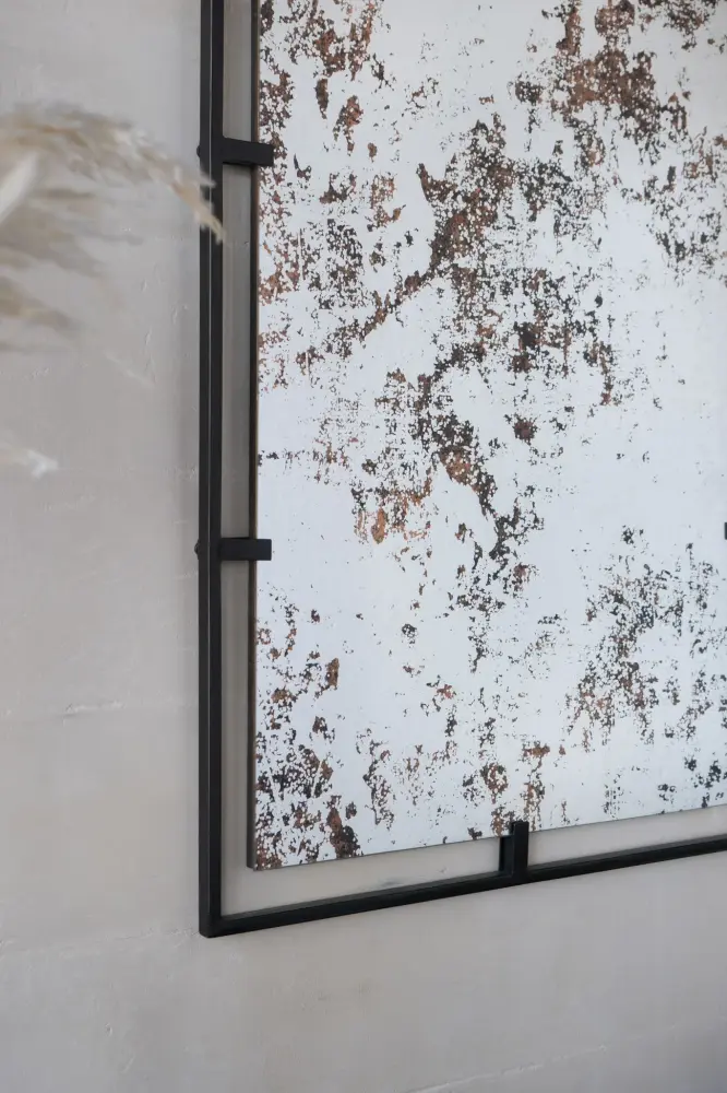 Rectangle Antiqued Wall Mirror Wall Mirror Metal Frame, Home Wall Decor, Bedroom Living Room Entryway Wall Accent - Charco...