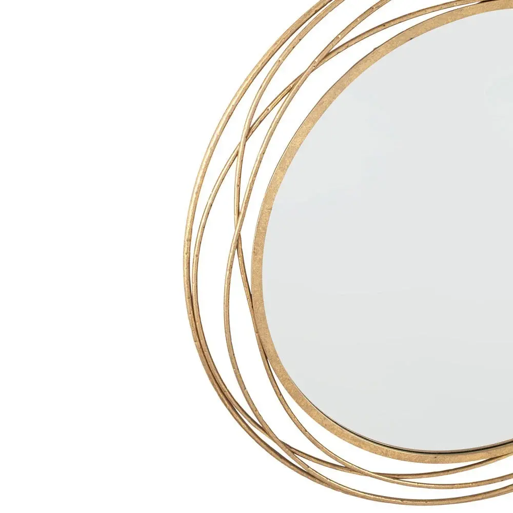 Vintage Distressed Metallic Round Wall Mirror - Antique Gold