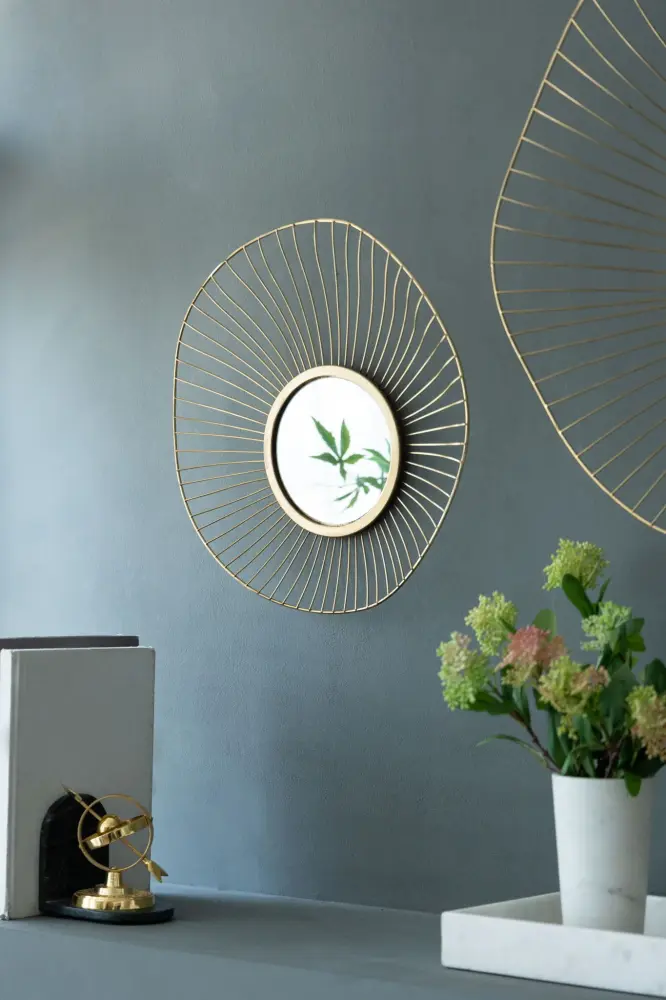 Wall Mirror Abstract Designed Wall Mirrors WithFrame Home & Office, Top Sideboard (Set 3) - Gilded
