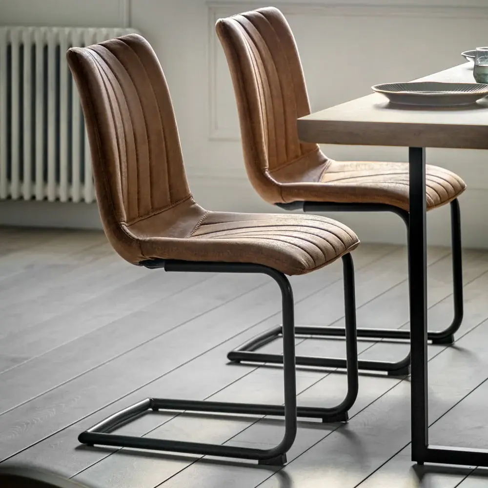 Edington Set 2 Dining Chairs - Faux Espresso Leather