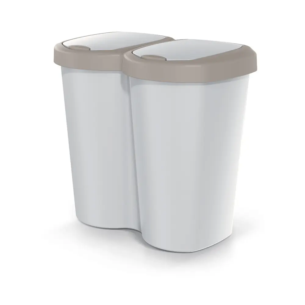 Compacta B Duo trash garbage can, brown/ash, 40L capacity, one compartment, two lids, wall-fixed version, NDBS40-WG5C_427C