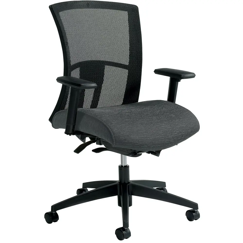 Global Vion Mesh Mid-Back Weight Sensing Synchro-Tilter Task Chair Granite 6322-8-UR20 Global Industrial