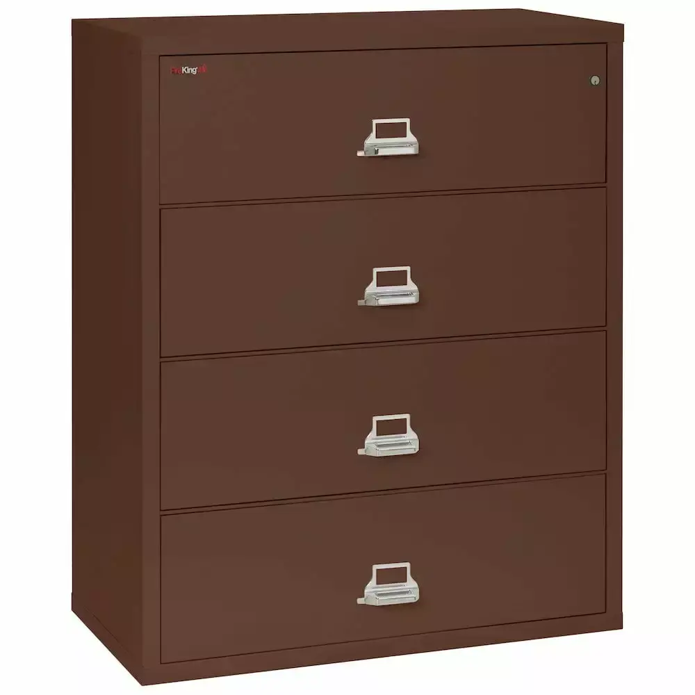 44 Wide Brown 4-Drawer Lateral File Cabinet Office Storage Solution FireKing
