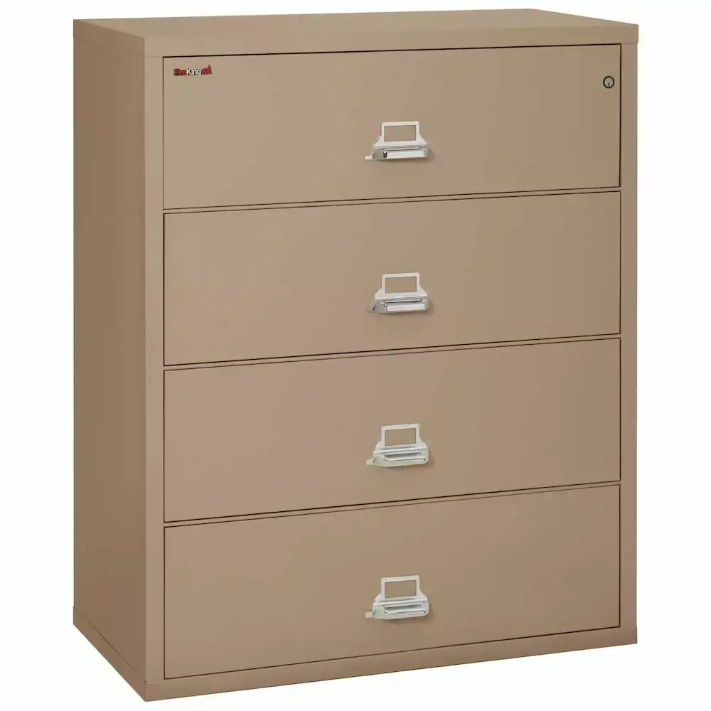 44 Wide Taupe 4-Drawer Lateral File Cabinet Office Storage FireKing