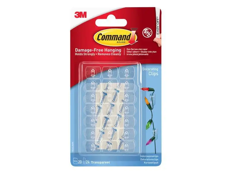 Command Clear Decorating Clips Crystal Strips (Pack 20)