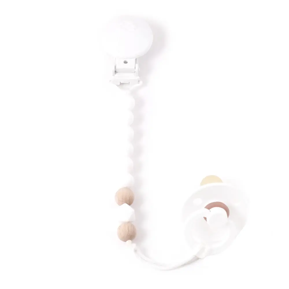 Mini Wood Pacifier Clip - Pearl