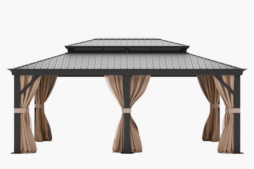 Hardtop Gazebo, Aluminum Galvanized Metallic Double Roof Gazebo