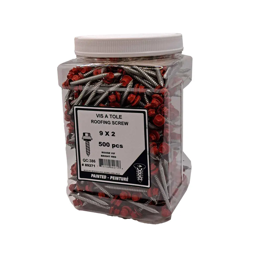 Radiant Red Painted Roofing Screw, #9 x 2" (500 Units)
