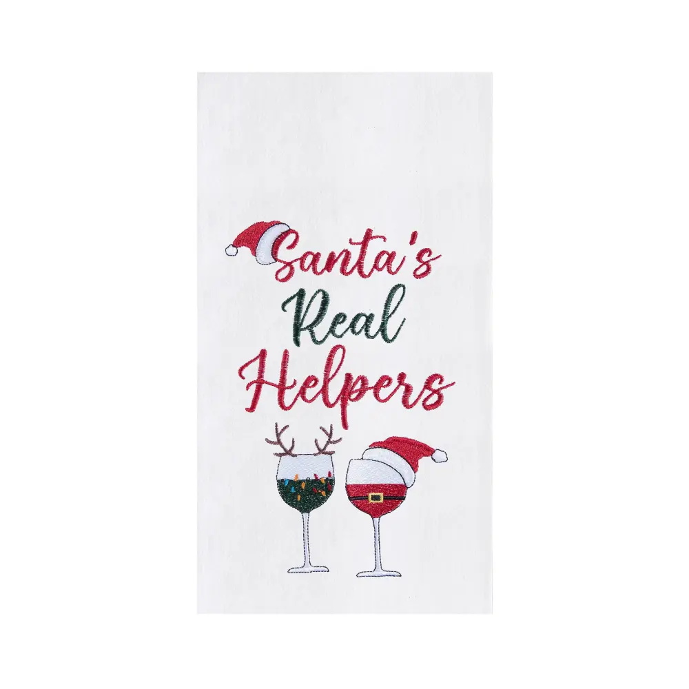 Christmas Santa's True Helpers Wine Kitchen Towel