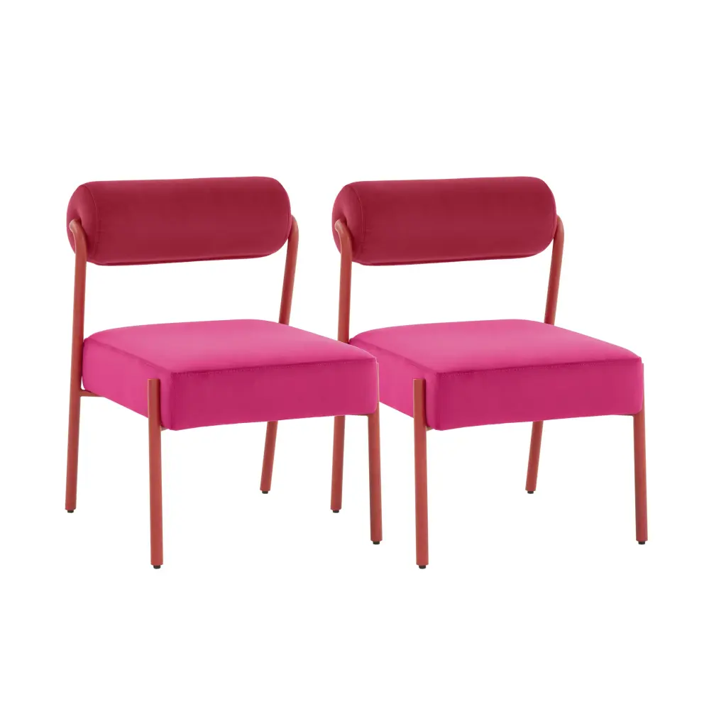 Jolene Hot Pink Velvet Dining Chair - Set 2