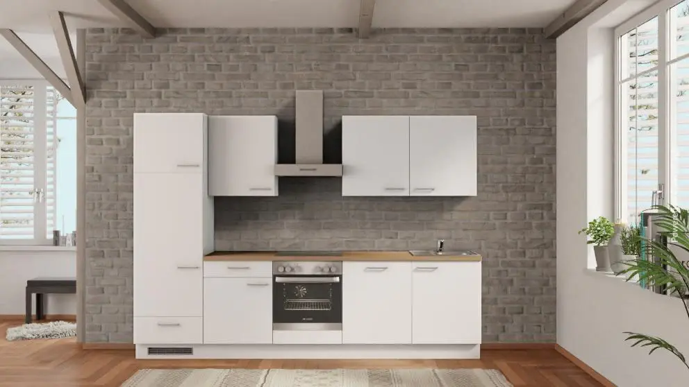 nobilia Built- kitchen unit Bottrop 300 cm Snow Sierra oak without electrical appliances
