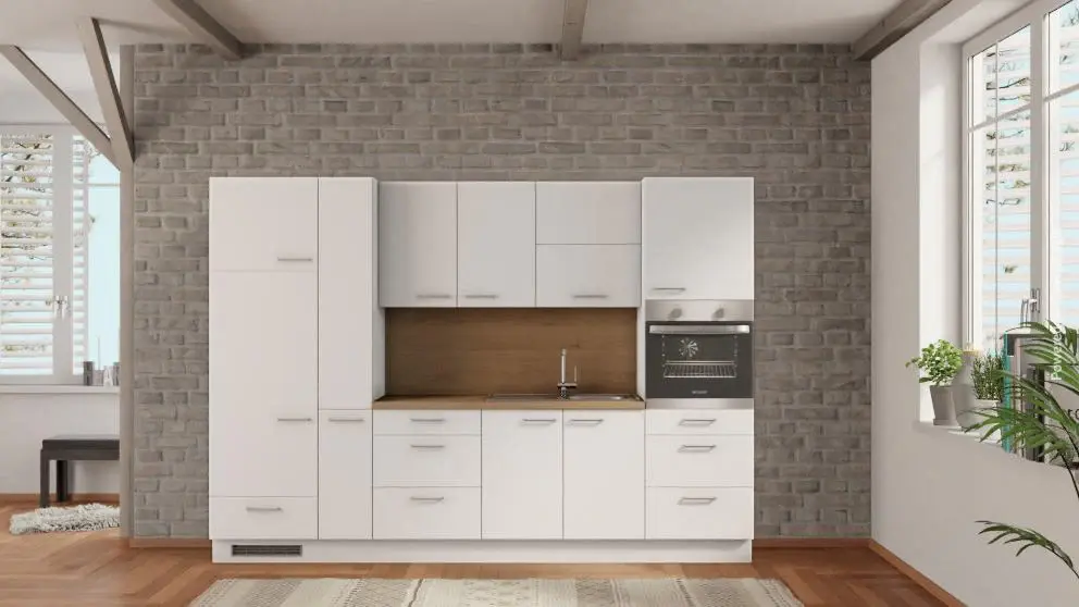 nobilia kitchen Leverkusen 300 cm ivory matte offer oak Sierra -_ |-