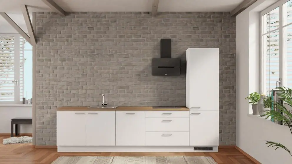 nobilia kitchen Weimar 330 cm Alpine alabaster matte Sierra oak -_ |-