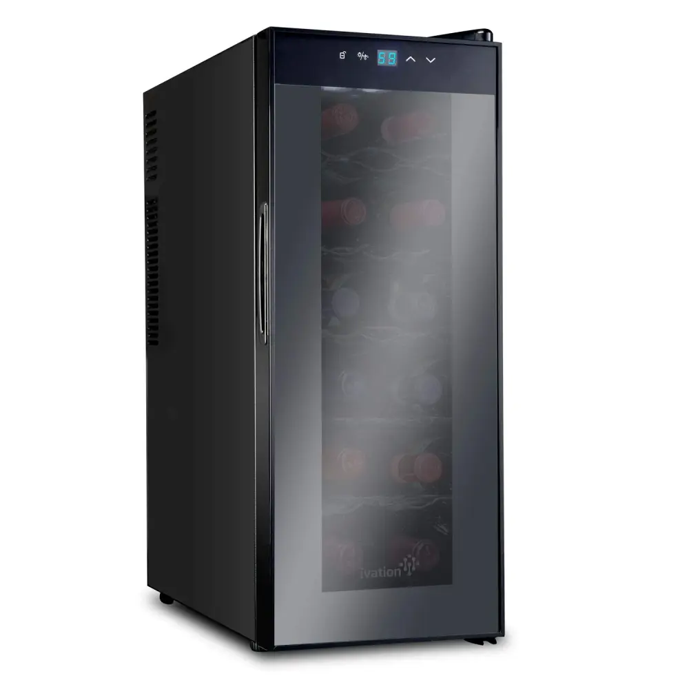 Ivation 12 Bottle Thermoelectric Wine Cooler, Quiet Freestanding Wine Fridge, Ebony