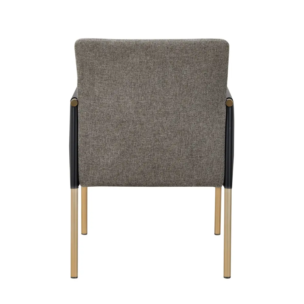 Modrest Engel - Contemporary Dark Grey Vegan Leather + Grey Fabric + Antique Brass Dining Chair