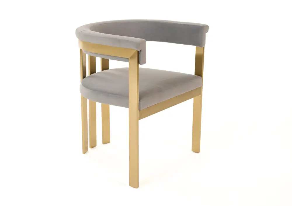 Modrest Pontiac - Modern Grey Velvet + Champagne Gilded Dining Chair