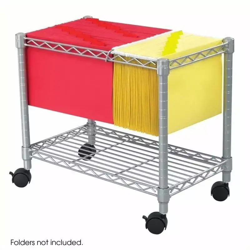 Kingfisher Lane Wire Mobile File Cart Grey Office Storage Solution