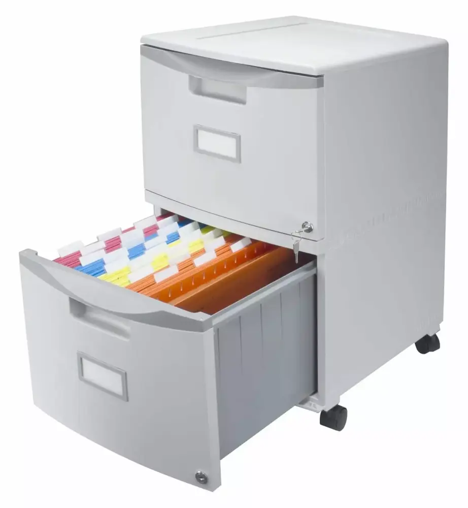 DazzAura Two-Drawer Mobile File Cabinet Lock 14.8 x 18 x 26-Inch Gray