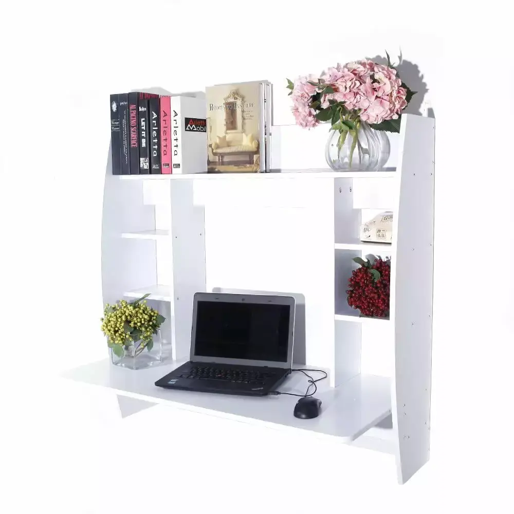 Zimtown Wall Built-up Computer Desk Storage Tray Floating White Office Workstation