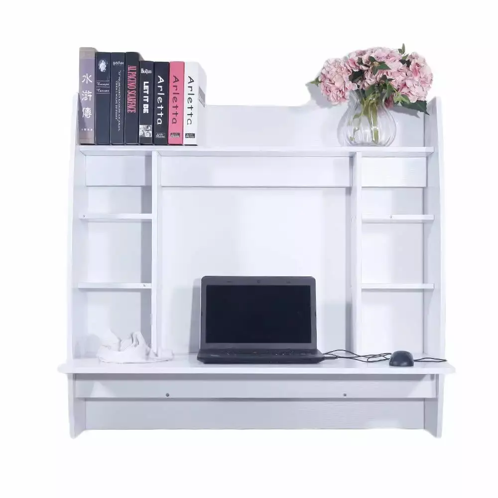 Zimtown Wall Built-up Computer Desk Storage Tray Floating White Office Workstation