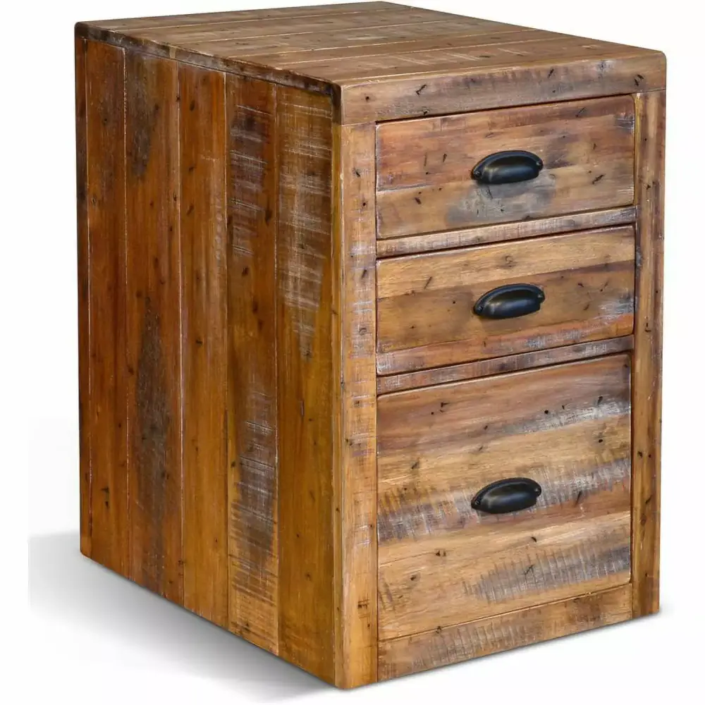 Pemberly Row Light Brown 3-Drawer Solid Acacia Wood File Cabinet