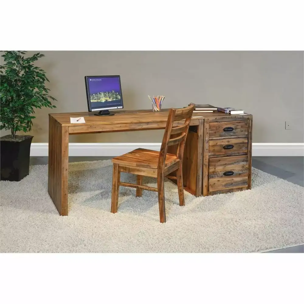 Pemberly Row Light Brown 3-Drawer Solid Acacia Wood File Cabinet