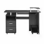 EEPHO D&N Solid Wood Computer Desk PC Roller Storage Shelves File Cabinet Two Drawers CPU Tray Black 47.24L