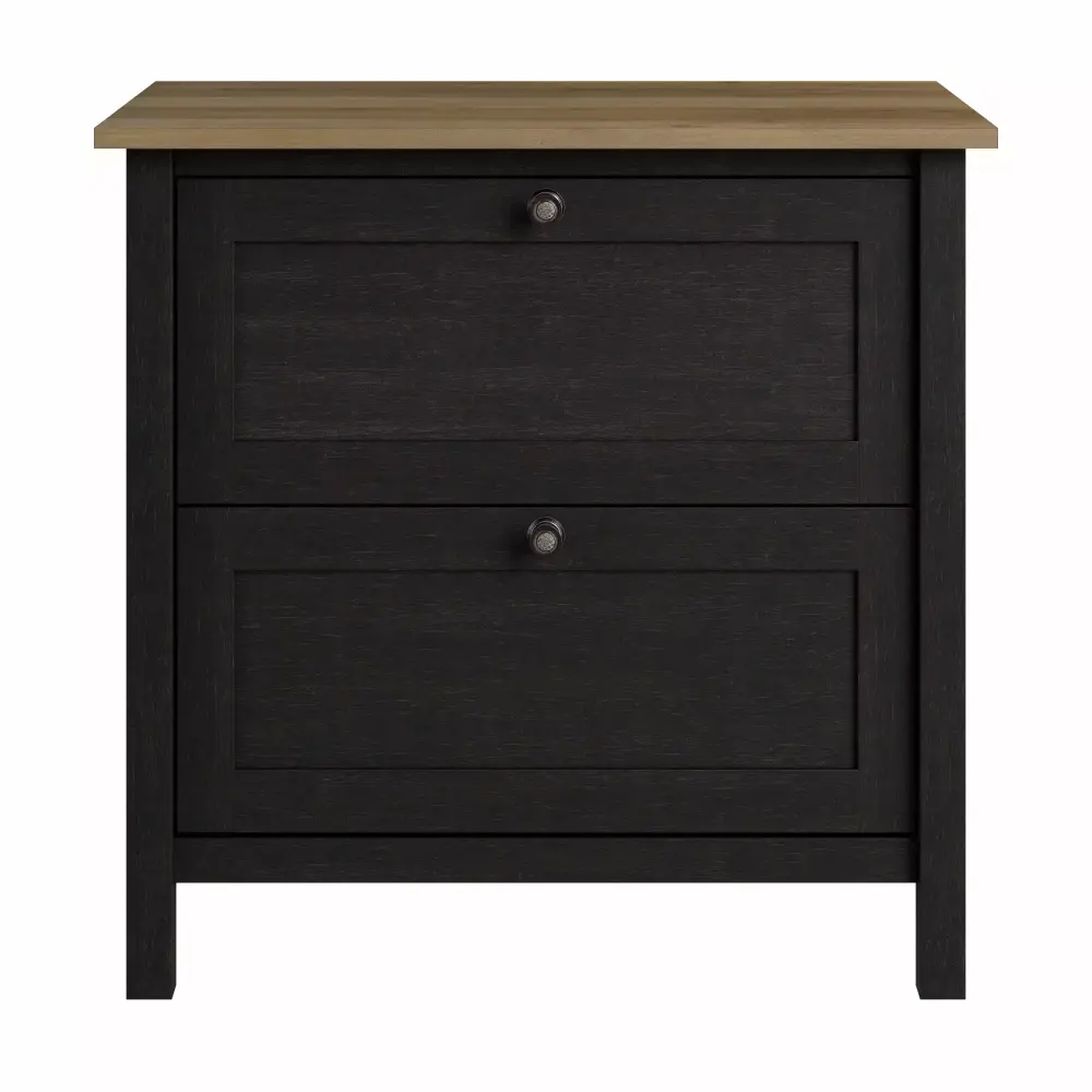 Bush Furniture Mayfield 2 Drawer Lateral File Cabinet Vintage Black and Reclaimed Pine