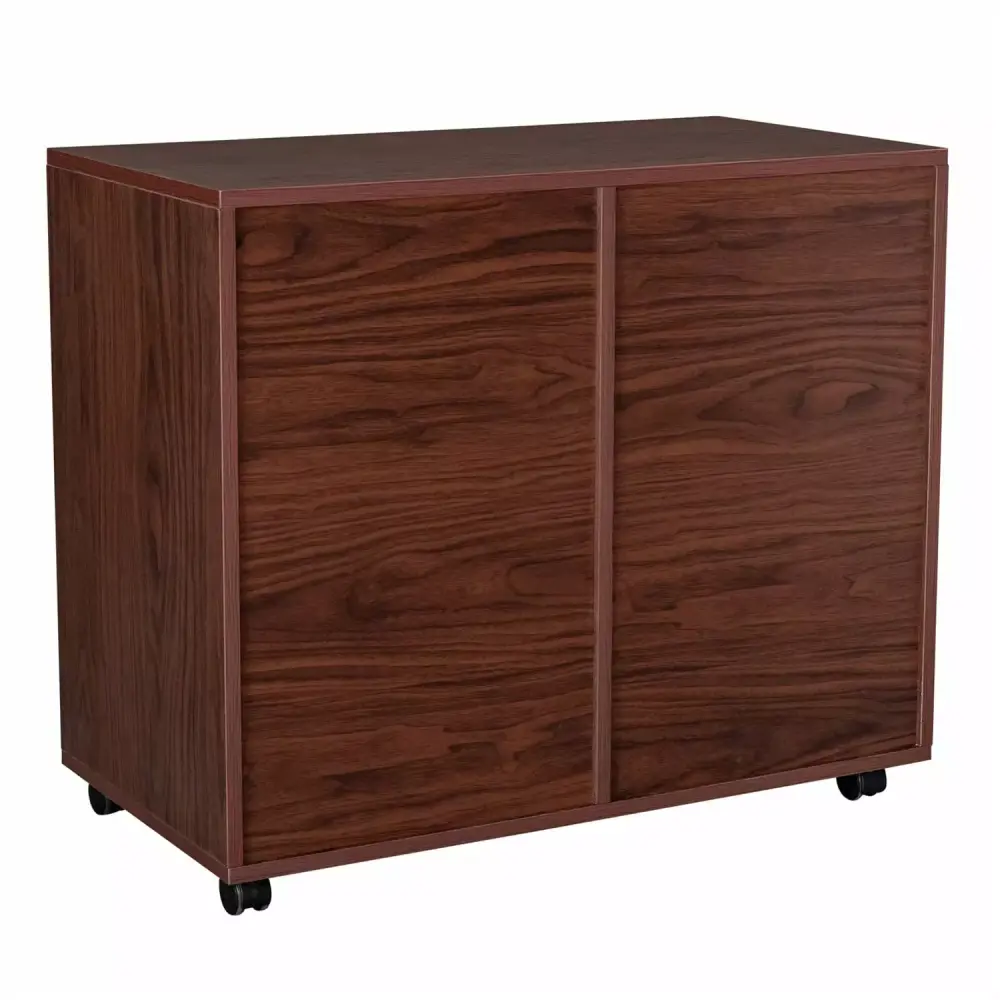 Cozyroom Single Door Five Drawers Wooden Filing Cabinet Dark Brown Wheels cozy.room