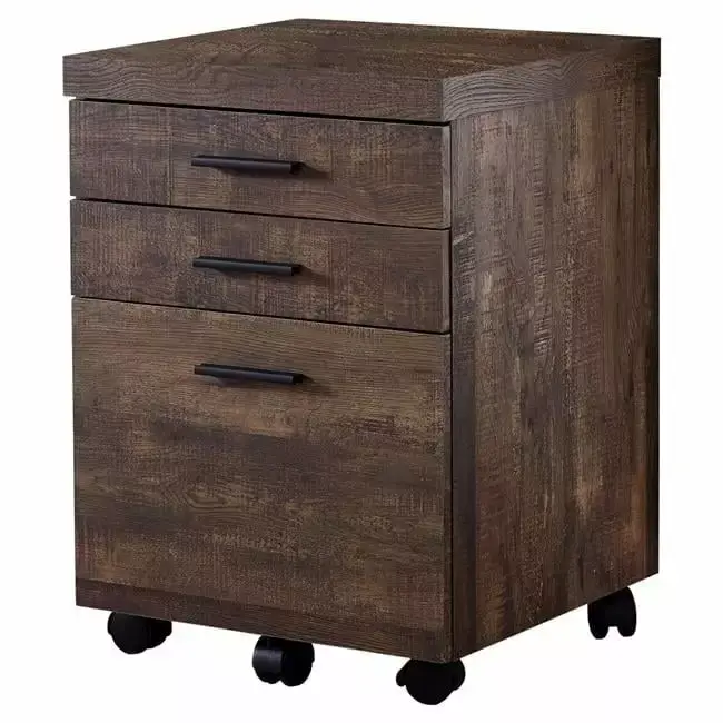 3 Drawer Brown Reclaimed Wood Filing Cabinet on Castors Rustic Office Decor Daphne's Dinnette