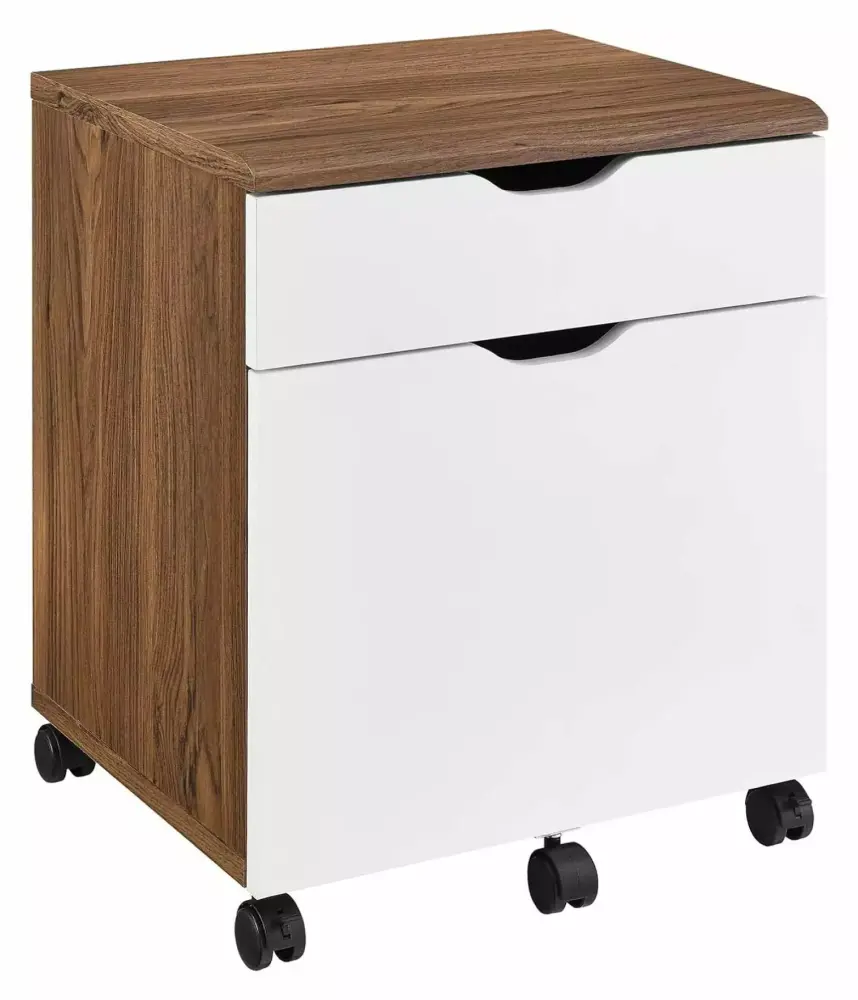 DazzAura Modern Wood & Plastic File Cabinet White Walnut Finish
