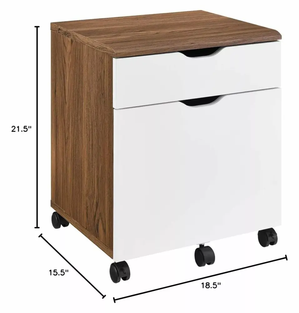 DazzAura Modern Wood & Plastic File Cabinet White Walnut Finish