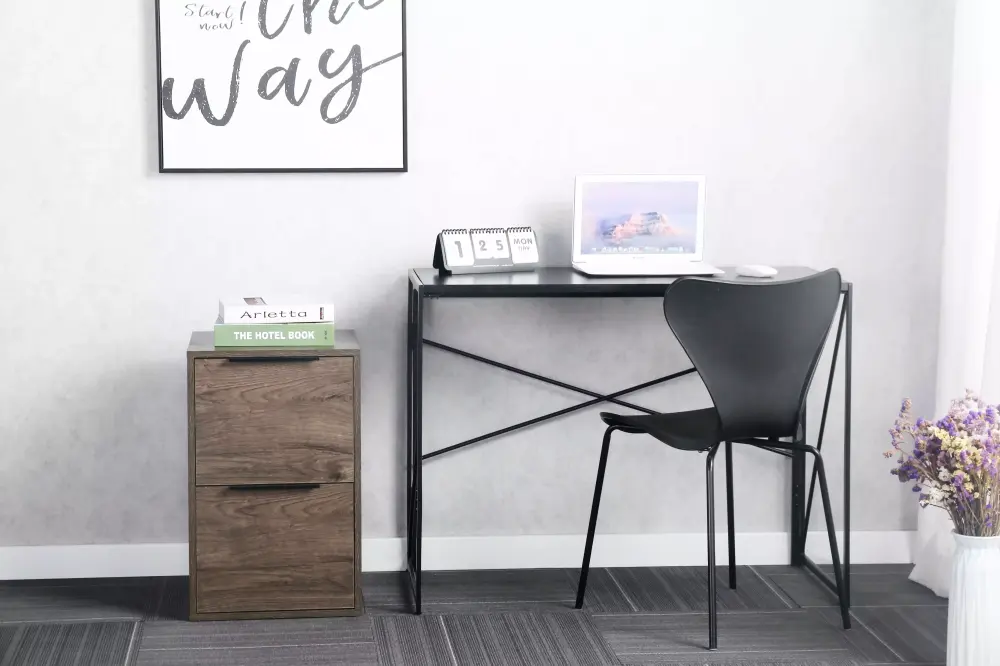 D400mm WOOD FILE CABINET 2 DRAWERS Grey Office Storage Solution DJY