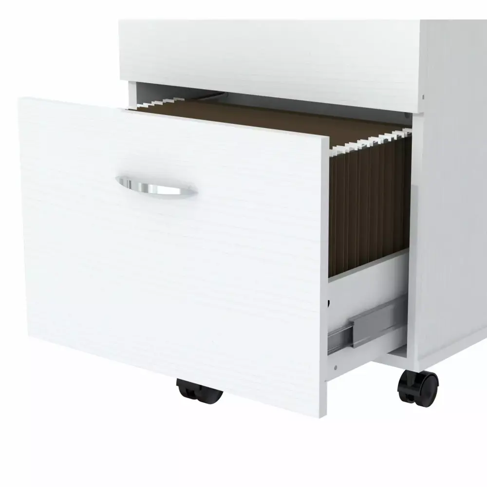 White Finish Wood Two Drawer Filing Cabinet Home Office Document Storage HomeRoots