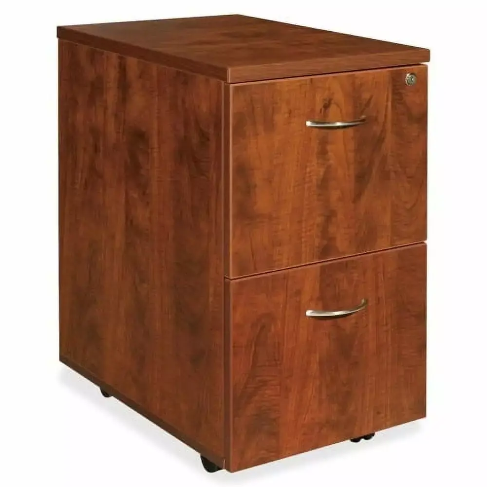 2 Drawers Vertical Wood Composite Lockable Filing Cabinet Cherry Letter-Size Lorell